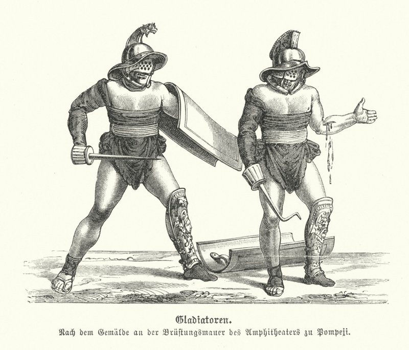 Romerske gladiatorer (gravering) af German School