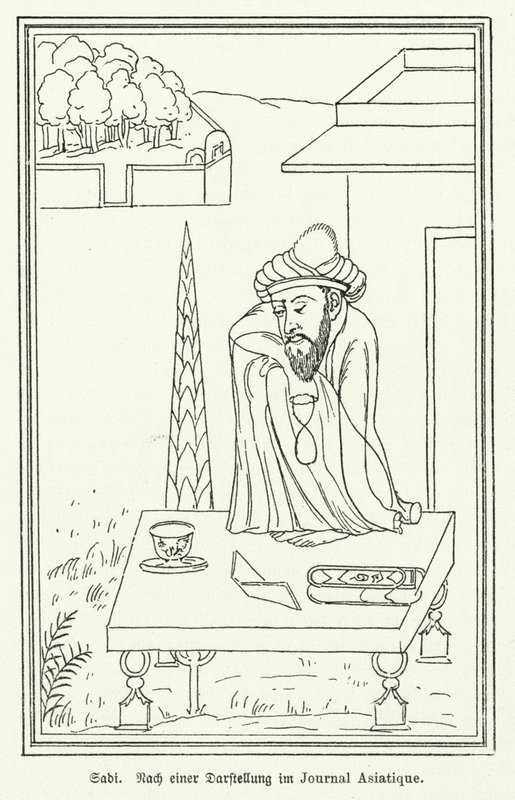 Saadi Shirazi, persisk digter (litho) af German School