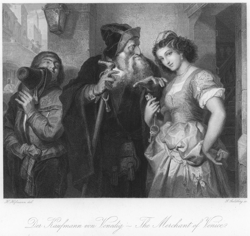 Scene fra The Merchant of Venice af German School