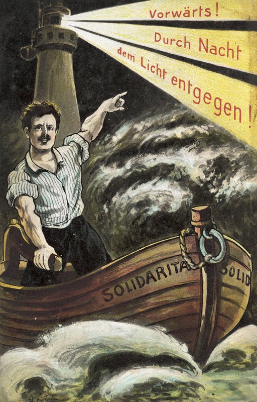 Socialistisk propaganda postkort (farve litho) af German School