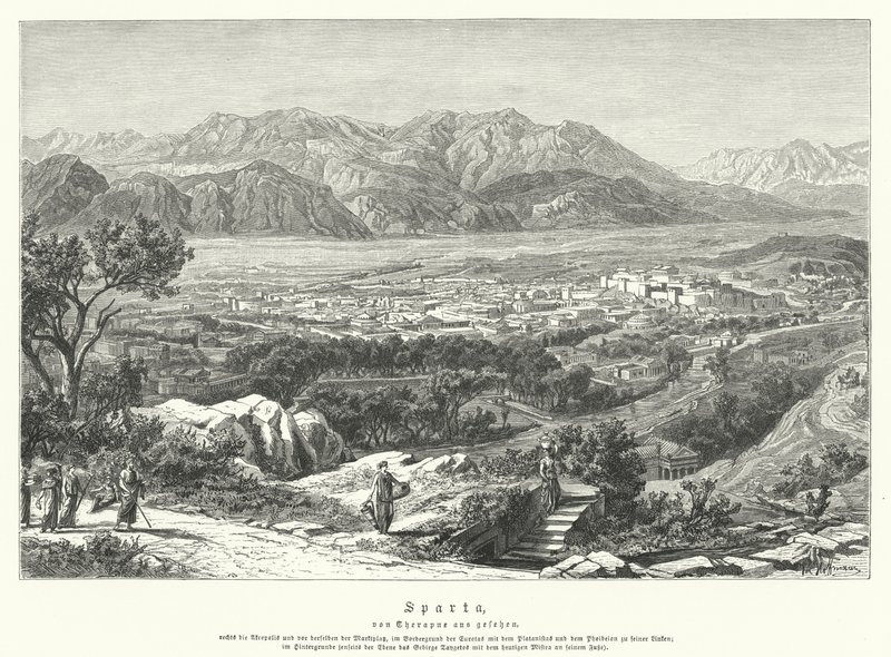 Sparta, det antikke Grækenland (gravering) af German School