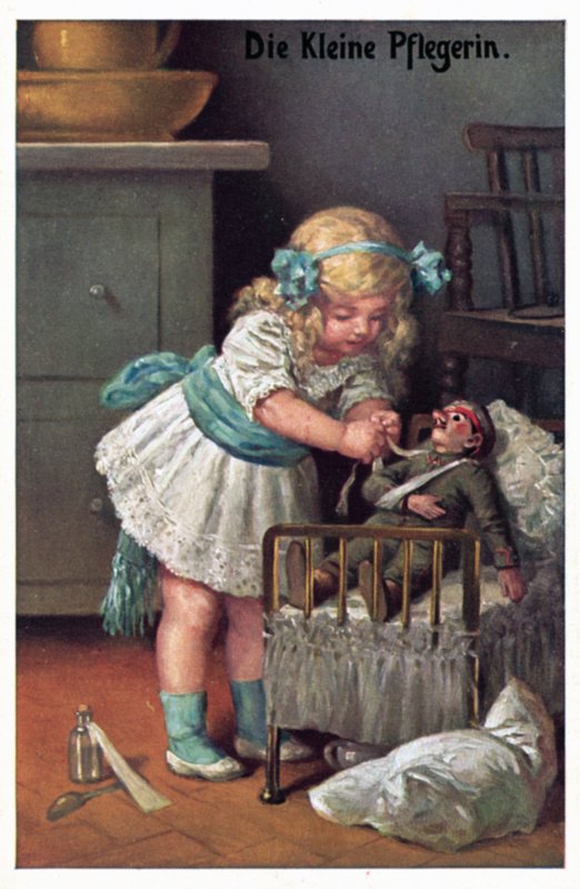 Den lille sygeplejerske (farve litho) af German School