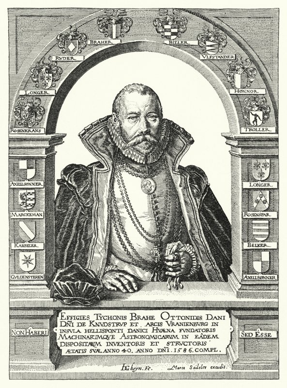 Tycho Brahe, dansk astronom (gravering) af German School