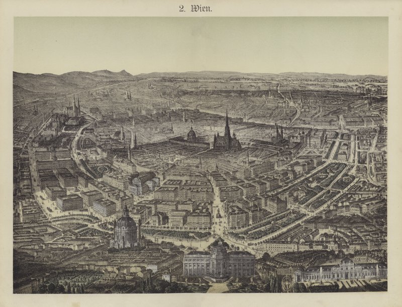 Wien, Østrig (farve litho) af German School