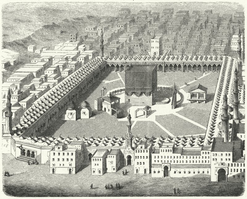 Udsigt over Kabaen, Mekka (gravering) af German School