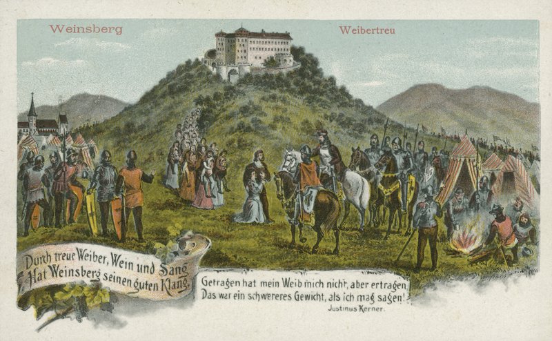 Weinsberg, Tyskland (farve litho) af German School