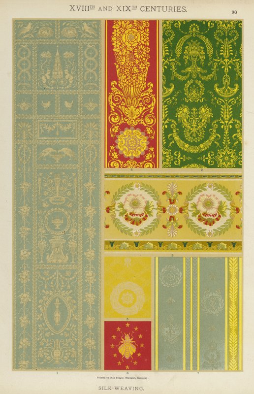 XVIII. og XIX. århundrede, Silkevævning (farve litho) af German School