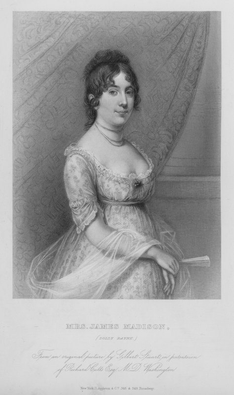Mrs James Madison, Dolly Paine (gravering) af Gilbert (after) Stuart