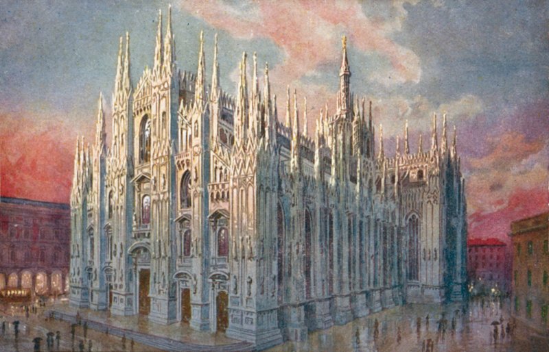 Milano / Milano: Domkirken (farvelitografi) af Giovanni Guerzoni