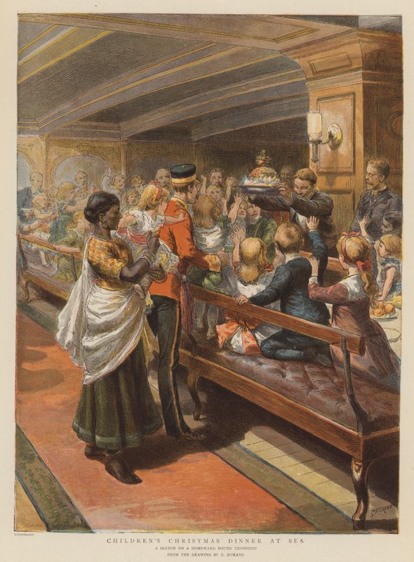 Børns julemiddag til søs (chromolitho) af Godefroy Durand