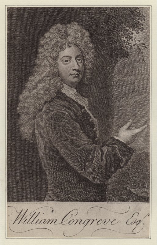 William Congreve, engelsk dramatiker (gravering) af Godfrey (after) Kneller