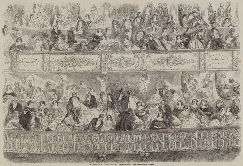 En skitse fra det italienske operahus i Paris af Gustave Dore