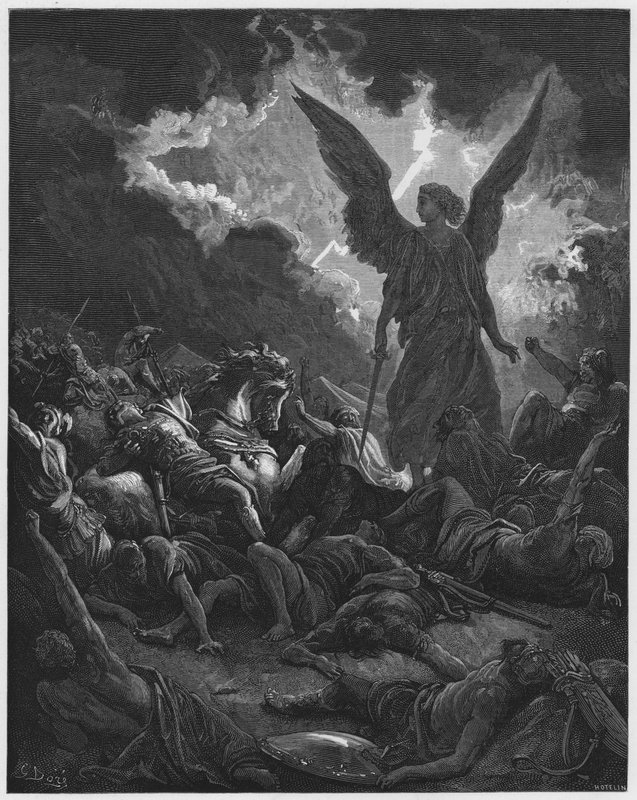 Gustave Dore Bibelen: Ødelæggelse af Sankeribs hær af Gustave Dore