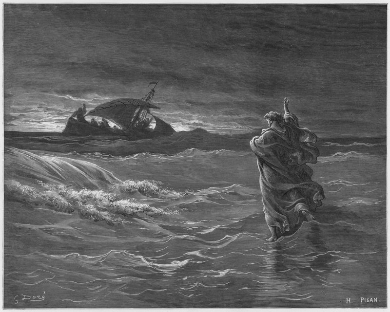 Gustave Dore Bibelen: Jesus går på havet af Gustave Dore