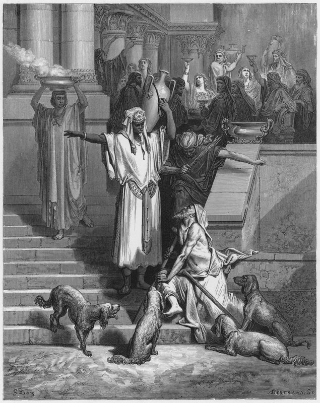 Gustave Dore Bibelen: Lazarus ved den rige mands dør af Gustave Dore