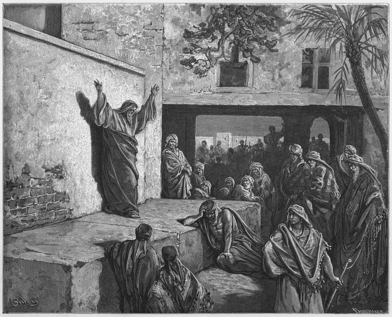 Gustave Dore Bibelen: Mika formaner israelitterne til omvendelse af Gustave Dore
