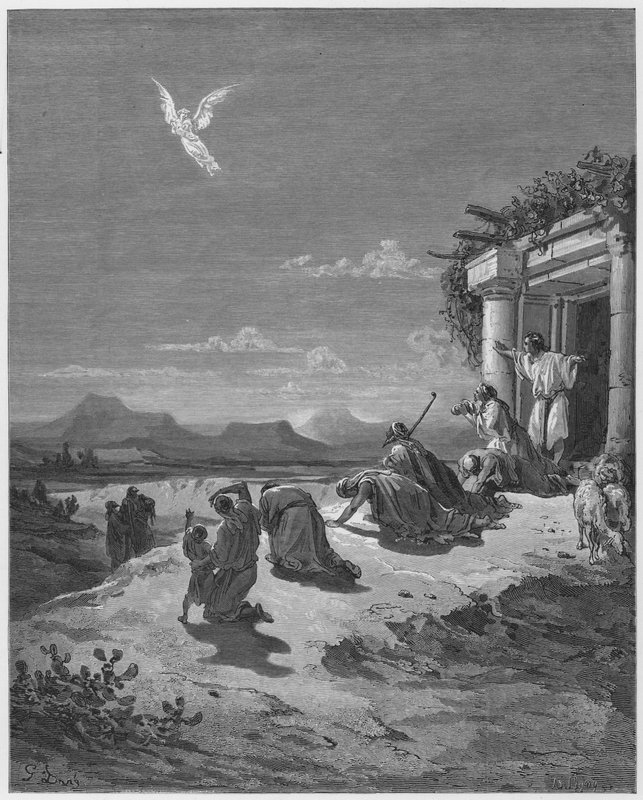 Gustave Dore Bibelen: Englen Raphael og familien til Tobit af Gustave Dore