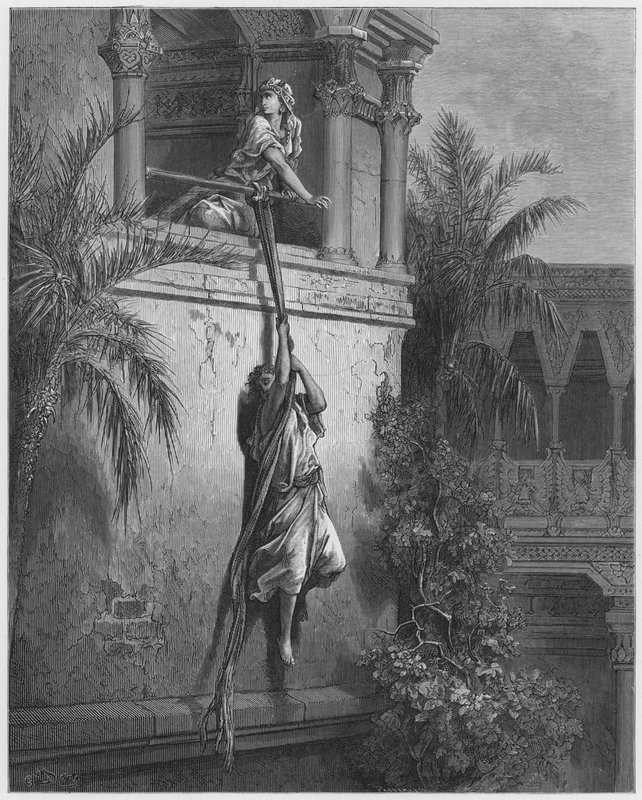 Gustave Dore Bibelen: Davids flugt gennem vinduet af Gustave Dore