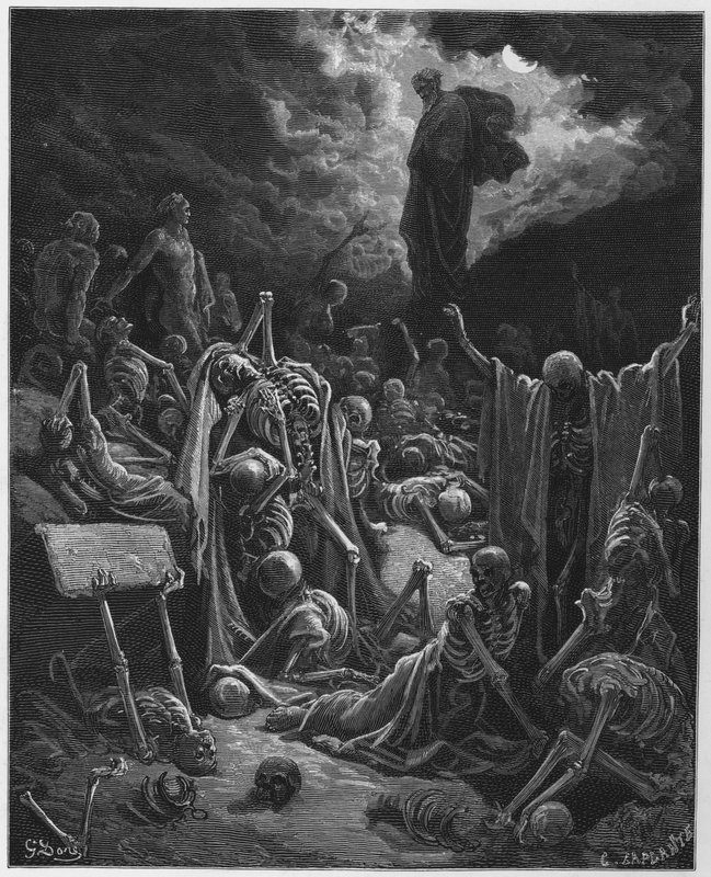 Gustave Dore Bibelen: Synet om dalen med tørre knogler af Gustave Dore