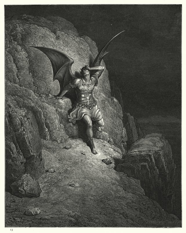 Illustration af Gustave Dore til Miltons Paradise Lost, Bog IV, linje 73, 74 af Gustave Dore