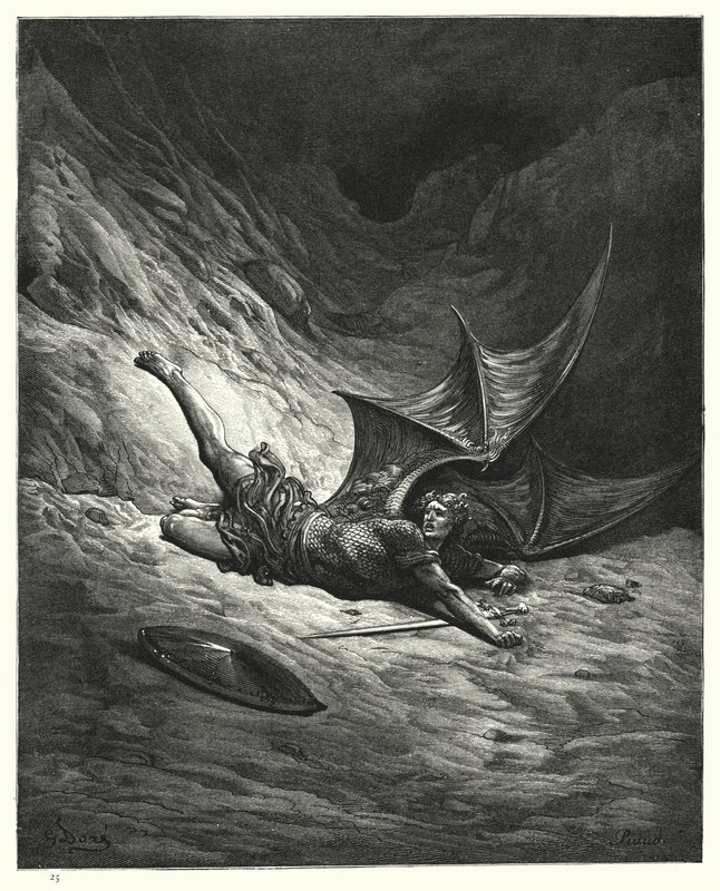 Illustration af Gustave Dore til Miltons Paradise Lost, bog VI, linje 327, 328 af Gustave Dore