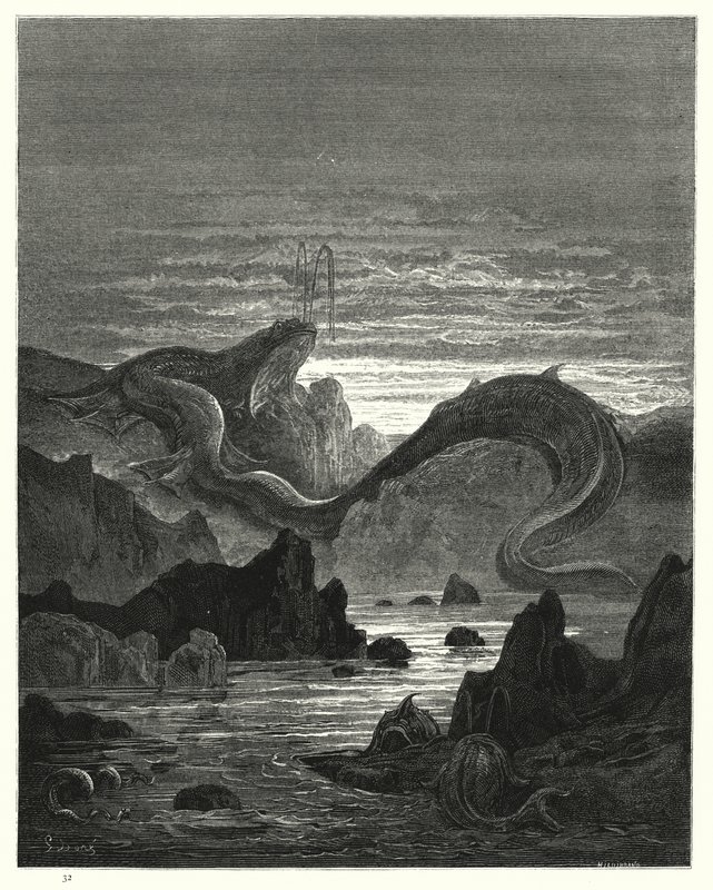 Illustration af Gustave Dore til Miltons Paradise Lost, bog VII, linje 415, 416 af Gustave Dore