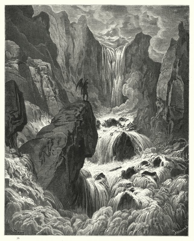 Illustration af Gustave Dore til Miltons Paradise Lost, bog IX, linje 74, 75 af Gustave Dore