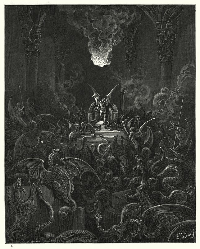 Illustration af Gustave Dore til Miltons Paradise Lost, Bog X, linje 521-523 af Gustave Dore