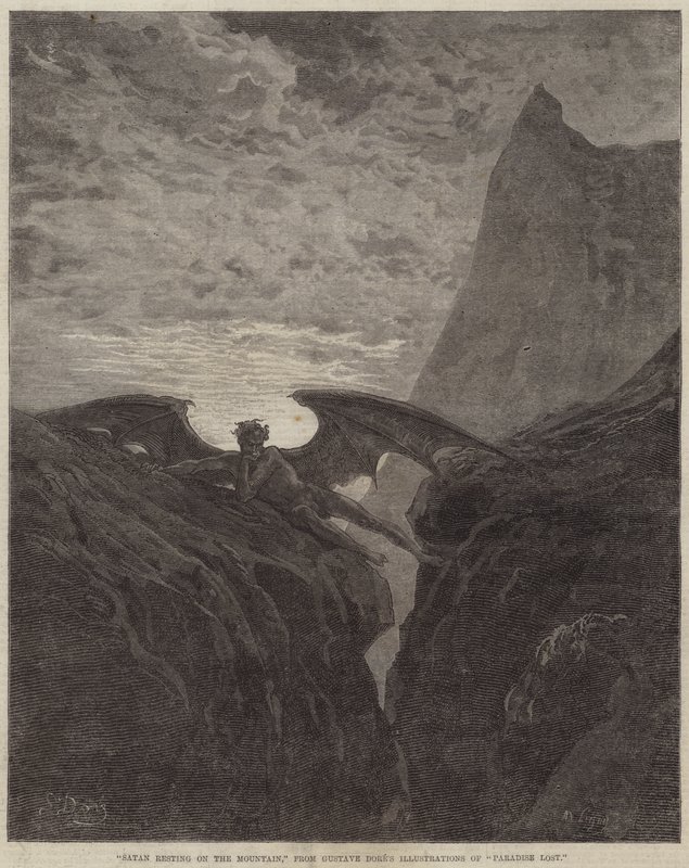 Satan hviler på bjerget af Gustave Dore