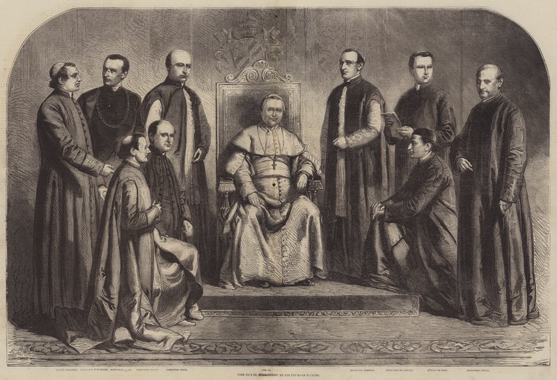 Pave Pius IX omgivet af sine intime venner af Gustave Janet