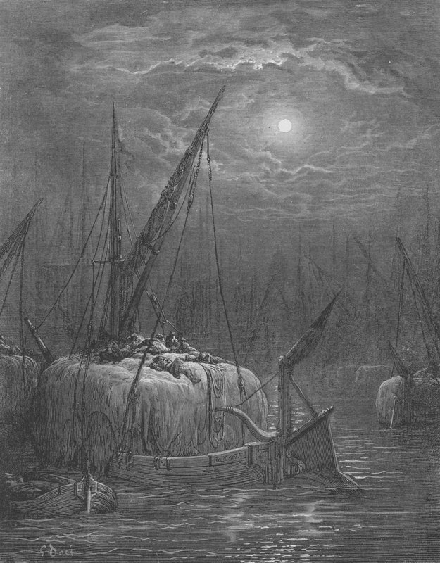 Høbåde på Themsen af Gustave after Dore