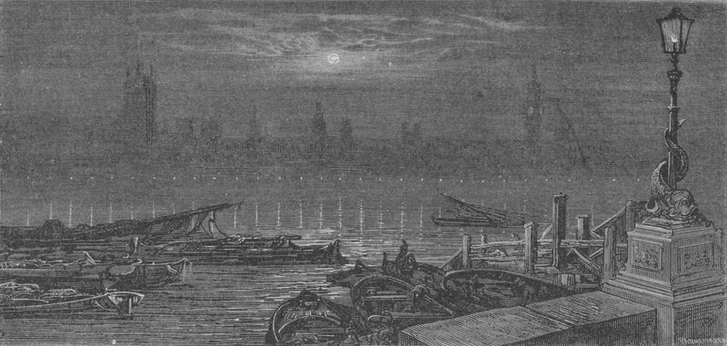Aften på Themsen, i London af Gustave after Dore