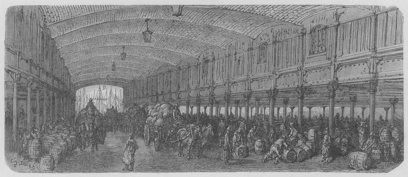 Perspektiv udsigt over Sainte-Catherine Docks af Gustave after Dore