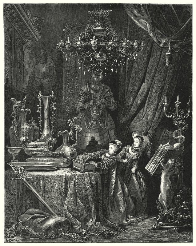 Det blå Skæg; Blå skæg (gravering) af Gustave Dore