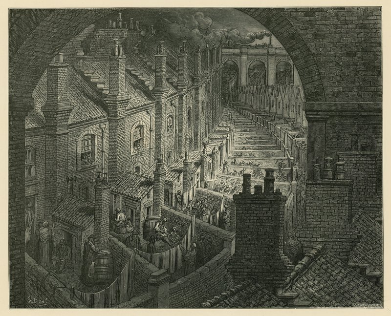 Over London med tog af Gustave Dore