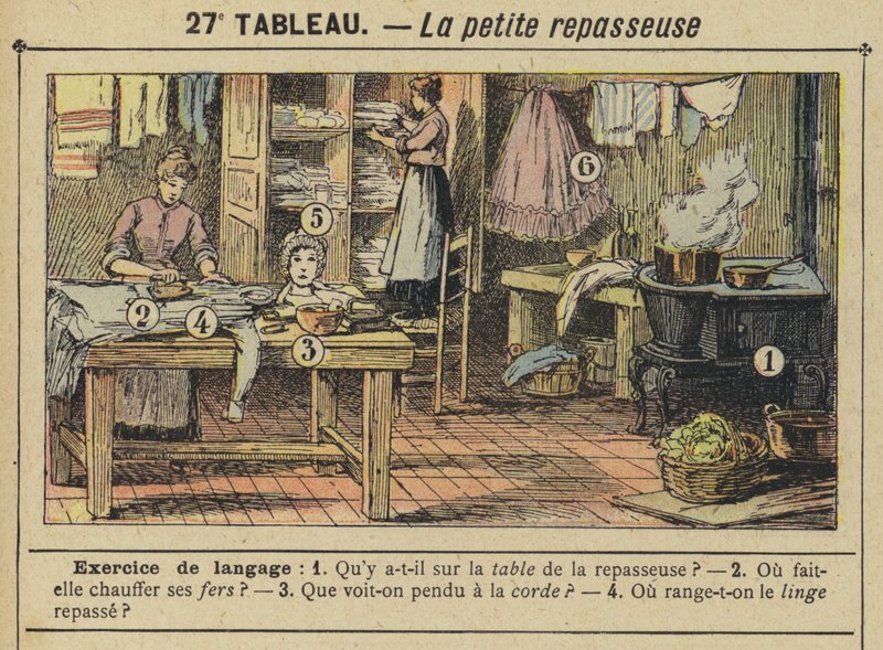 Den lille strygemaskine (farve litho) af Gustave Fraipont