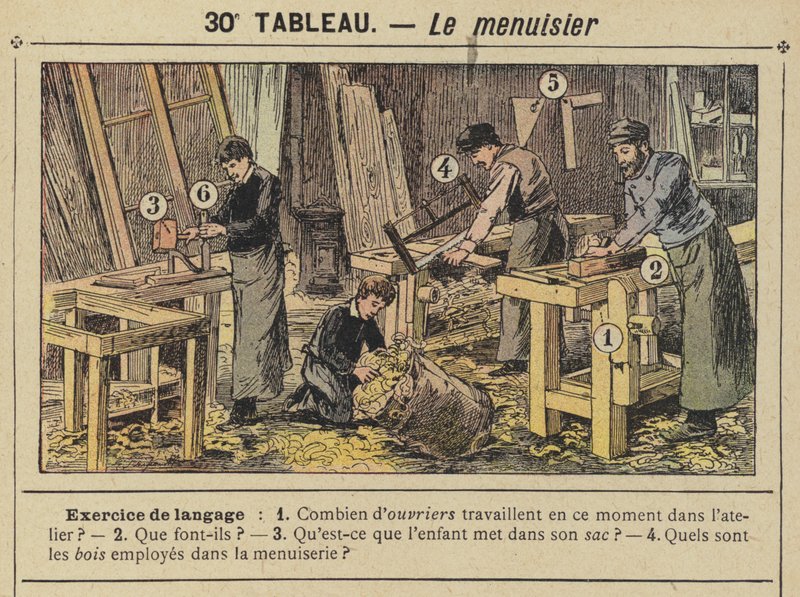 Tømreren (farve litho) af Gustave Fraipont