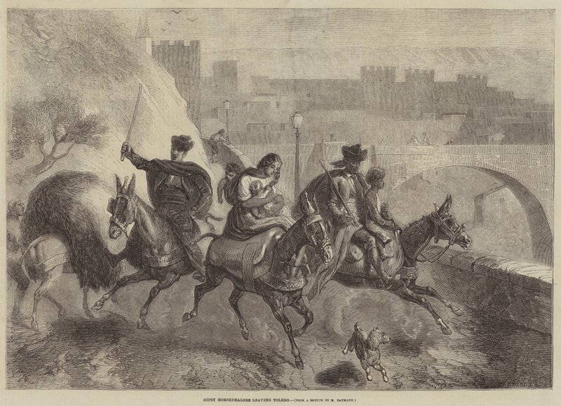 Sigøjnerhestehandlere forlader Toledo af Gustave Janet