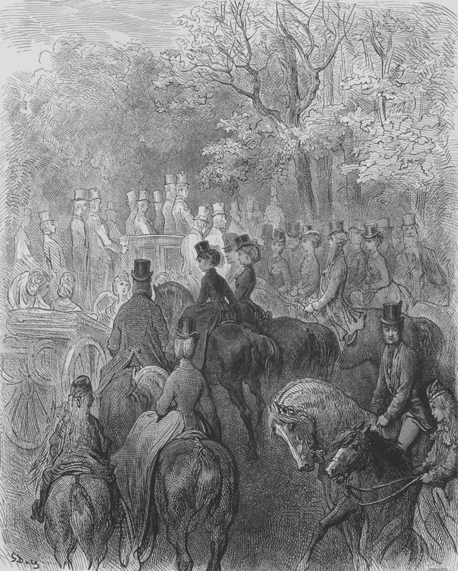 Hyde-Park, Equipages De Cavaliers af Gustave after Dore