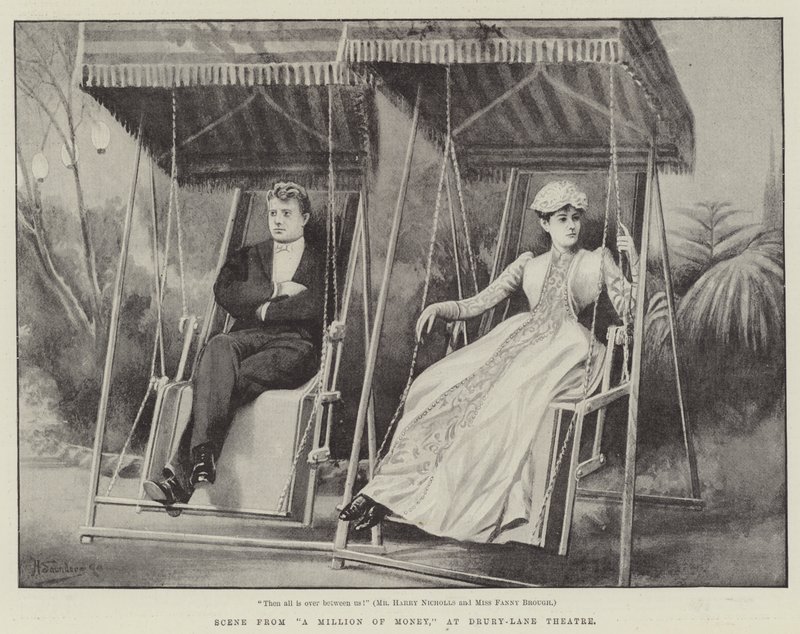 Scene fra A Million of Money i Drury-Lane Theatre af H. Saunders