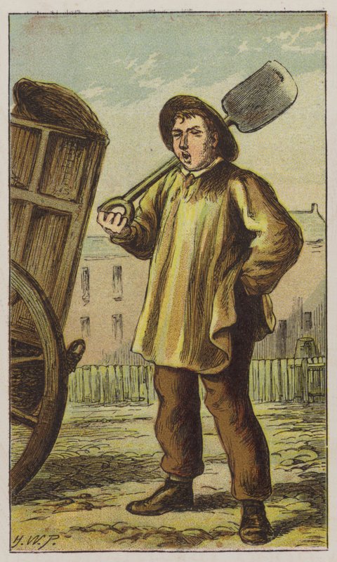 Dustman (farve litho) af H.W. (after) Petherick
