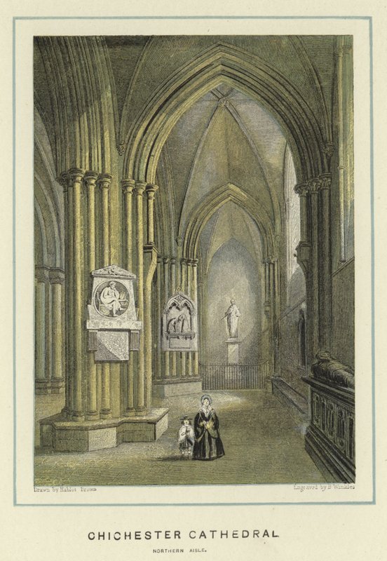 Chichester Cathedral, nordlige sideskib af Hablot Knight Browne