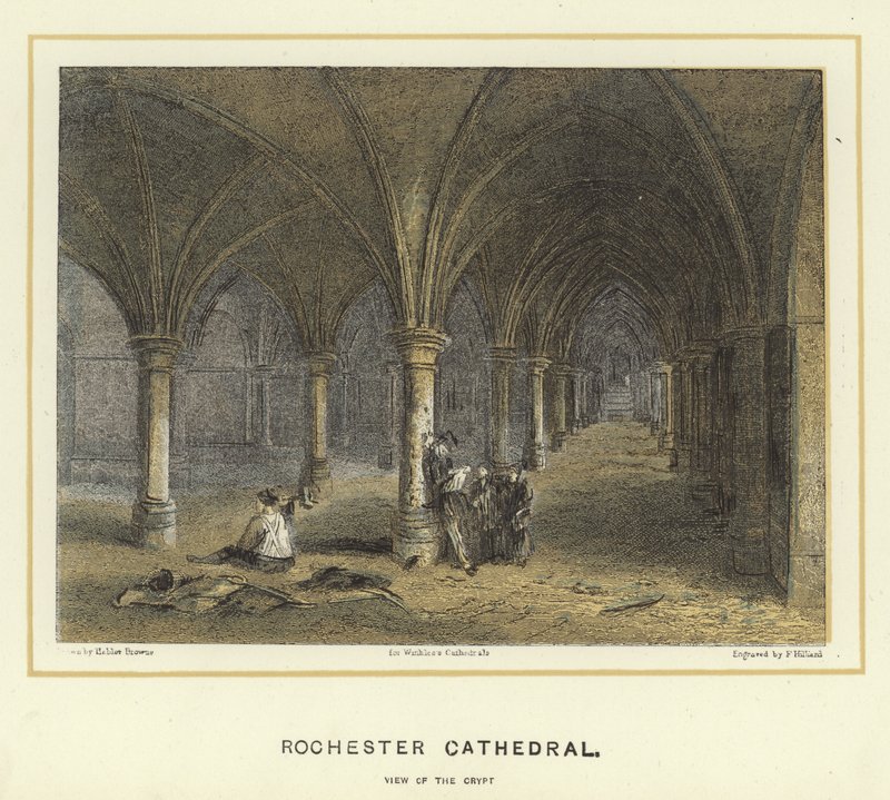 Rochester Cathedral, udsigt over krypten af Hablot Knight Browne