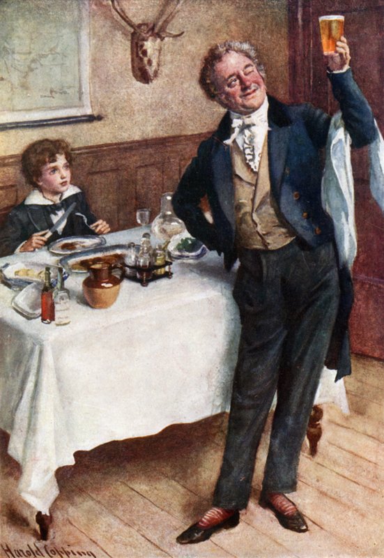 David og den venlige tjener (farve litho) af Harold Copping