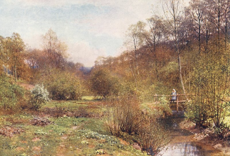 Det spirende år, Ockley (farvelitografi) af Harold Sutton Palmer