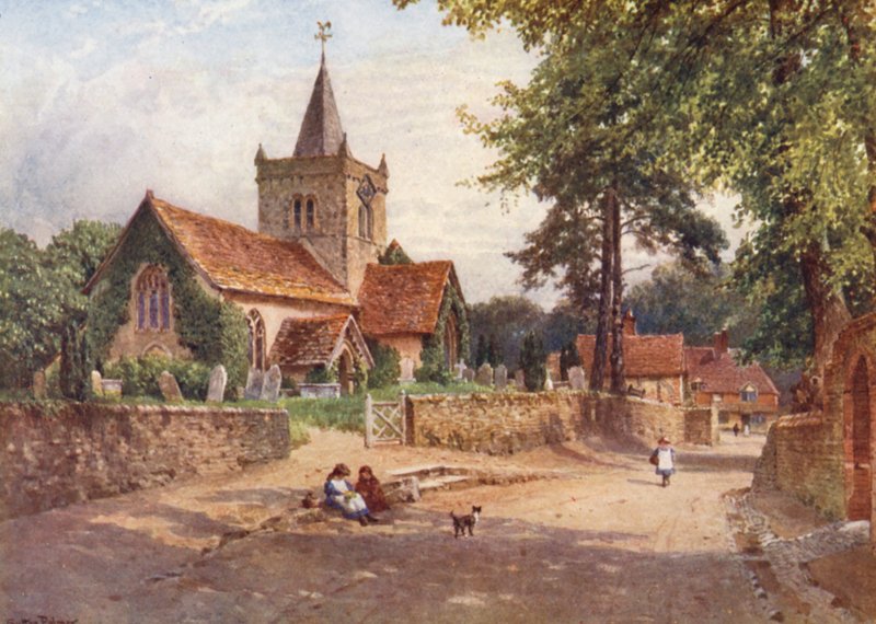 Witley Kirke (farvelitografi) af Harold Sutton Palmer