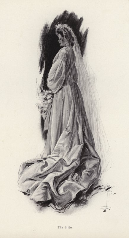 Portræt af en brud (litho) af Harrison Fisher