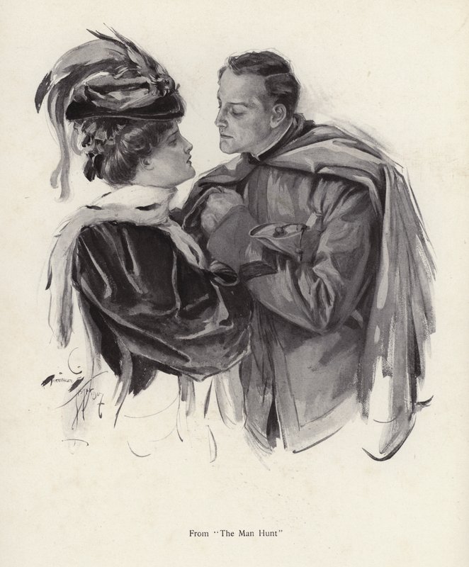 Scene fra The Man Hunt (litho) af Harrison Fisher
