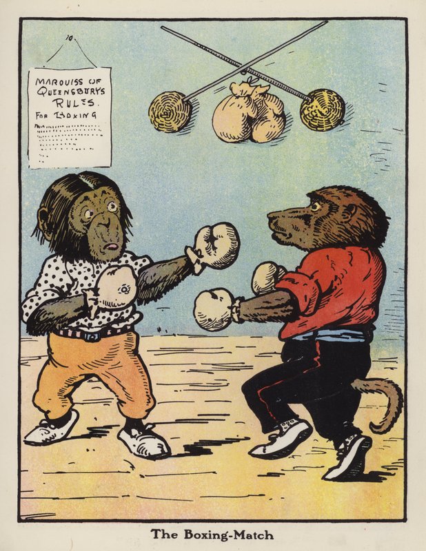 Boksekampen (farve litho) af Harry B Neilson
