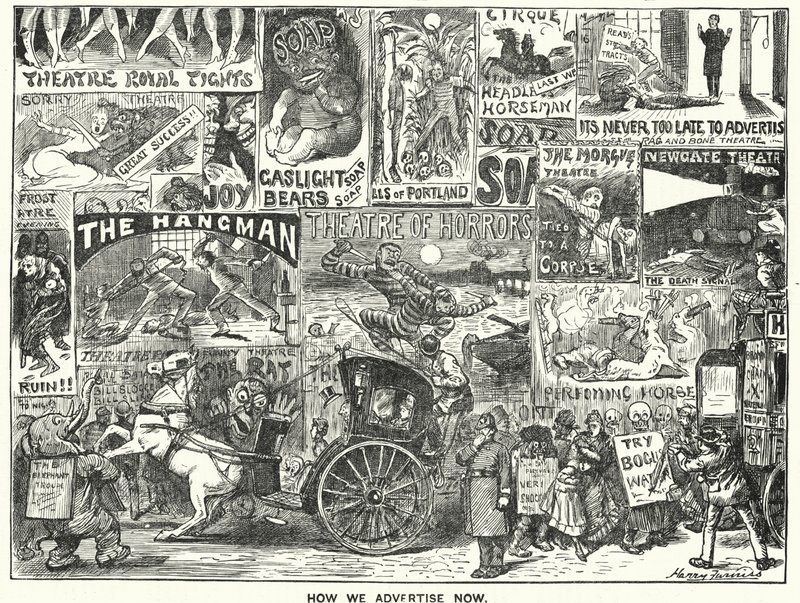 Punch tegneserie: How We Advertise Now (gravering) af Harry Furniss